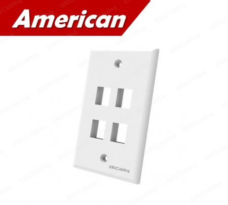 پلاک دیواری ۴ پورت RJ45 در رنگ سفید - پلاک دیواری کابل اترنت 4 پورت